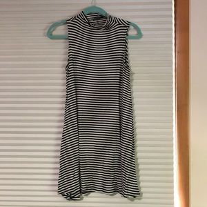 High-neck striped dress